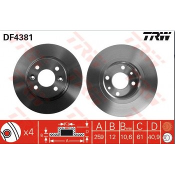 DİSK FREN AYNASI ÖN 562293B LOGAN 1.4 1.6 HAVASIZ (259MM) 4BİJON