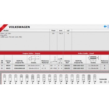 SİBOP GAYDI G0152 POLO 1.4-16V IN 8 EX 8