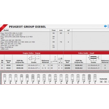 SİBOP GAYDI G0296 IN 4 EX 4 P306 P307 P406 2.0 HDI-8V
